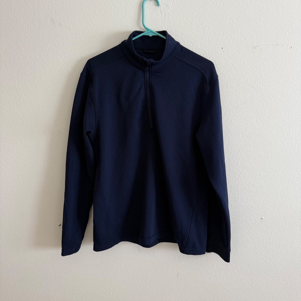 No Laying Up Navy Blue Ribbed Quarter Zip Golf Pullover Mens Medium